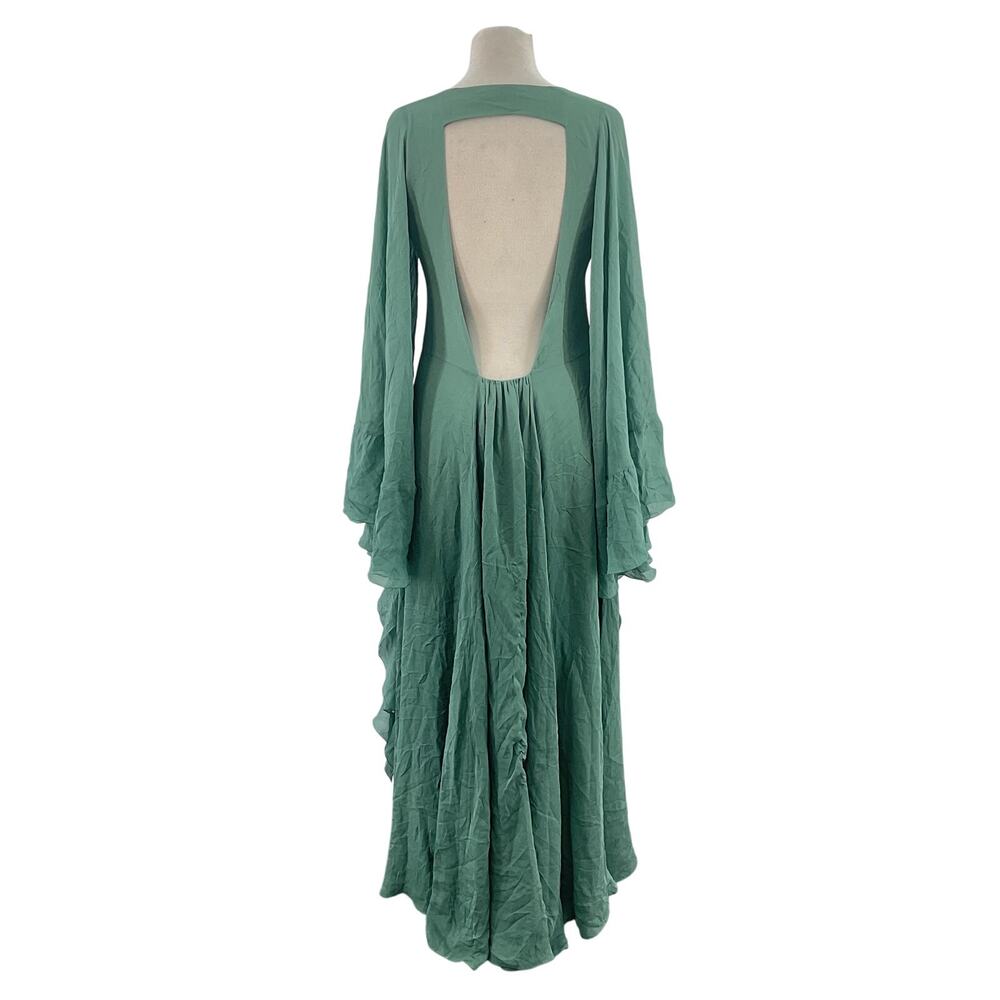 Dorothee Schumacher Green Silk Open Back Maxi Dress Women’s Size S Preowned